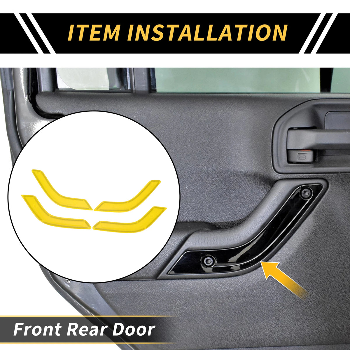Front Rear Door Handle Panel Bezel Cover Trims for Jeep Wrangler JK JLU (2007–2023) Yellow