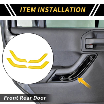 Front Rear Door Handle Panel Bezel Cover Trims for Jeep Wrangler JK JLU (2007–2023) Yellow