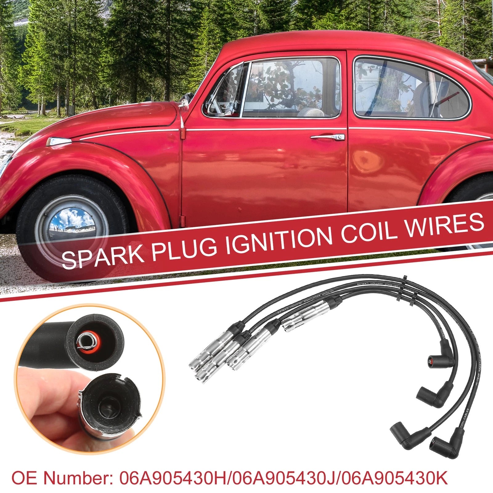 Spark Plug Wire Ignition Coil Cable Set for VW Beetle Golf (2001–2020)