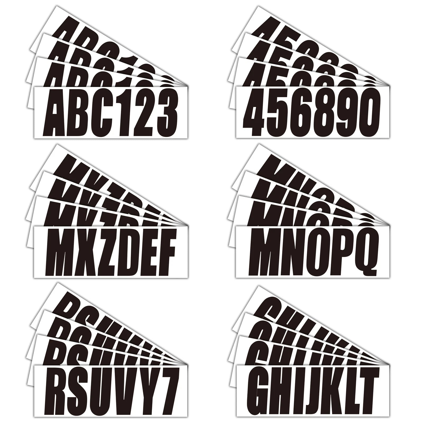 Set of 4 Black Decal Stickers for Custom Boat Registration A-Z, 0-9