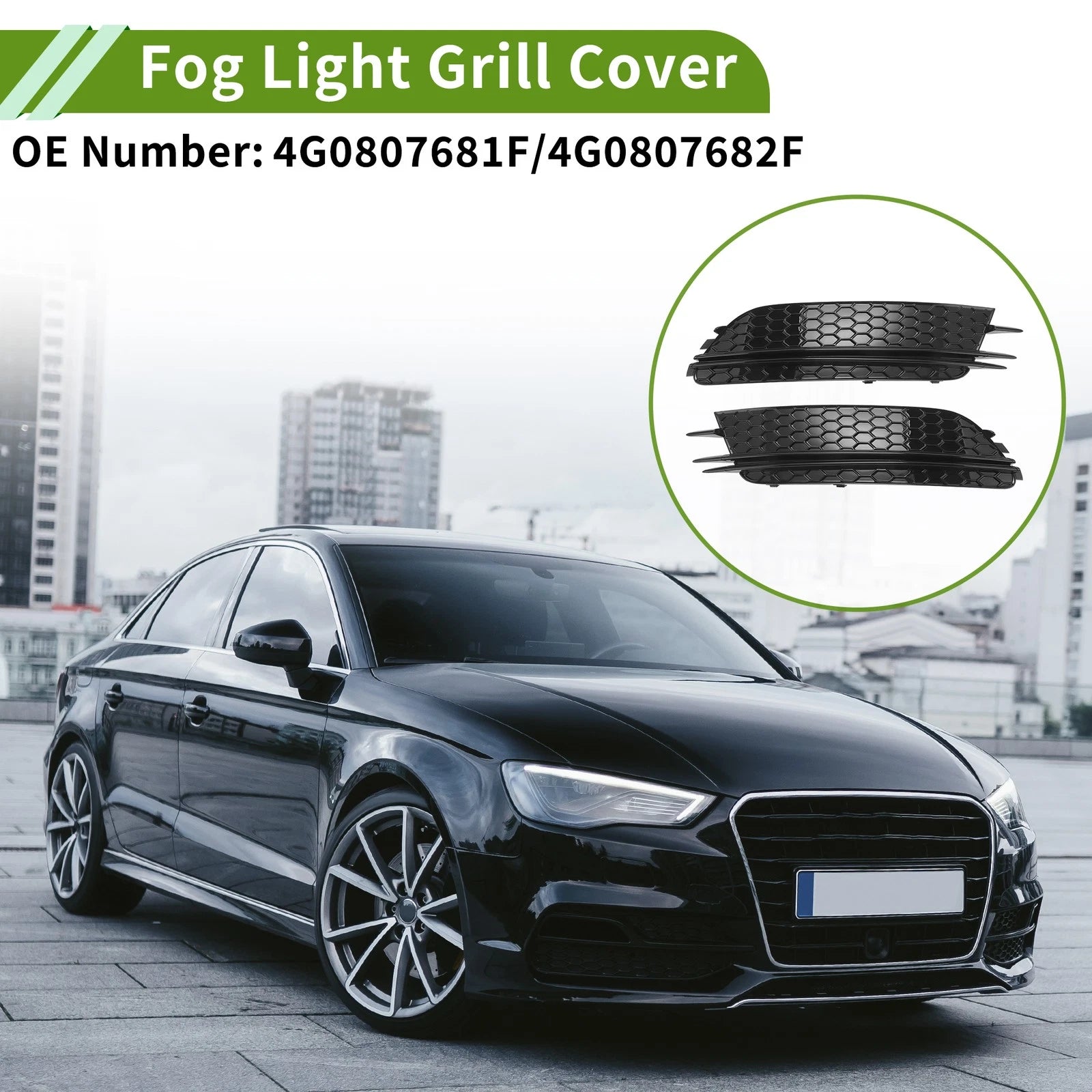 Front Fog Light Grill Pair for Audi A6 C7 (2012–2015) Left Right