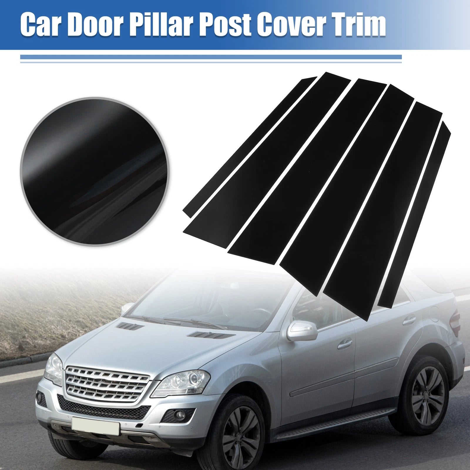 Window Pillar Posts Cover Glossy Black for Mercedes-Benz M/ML-Class (2006–2015)