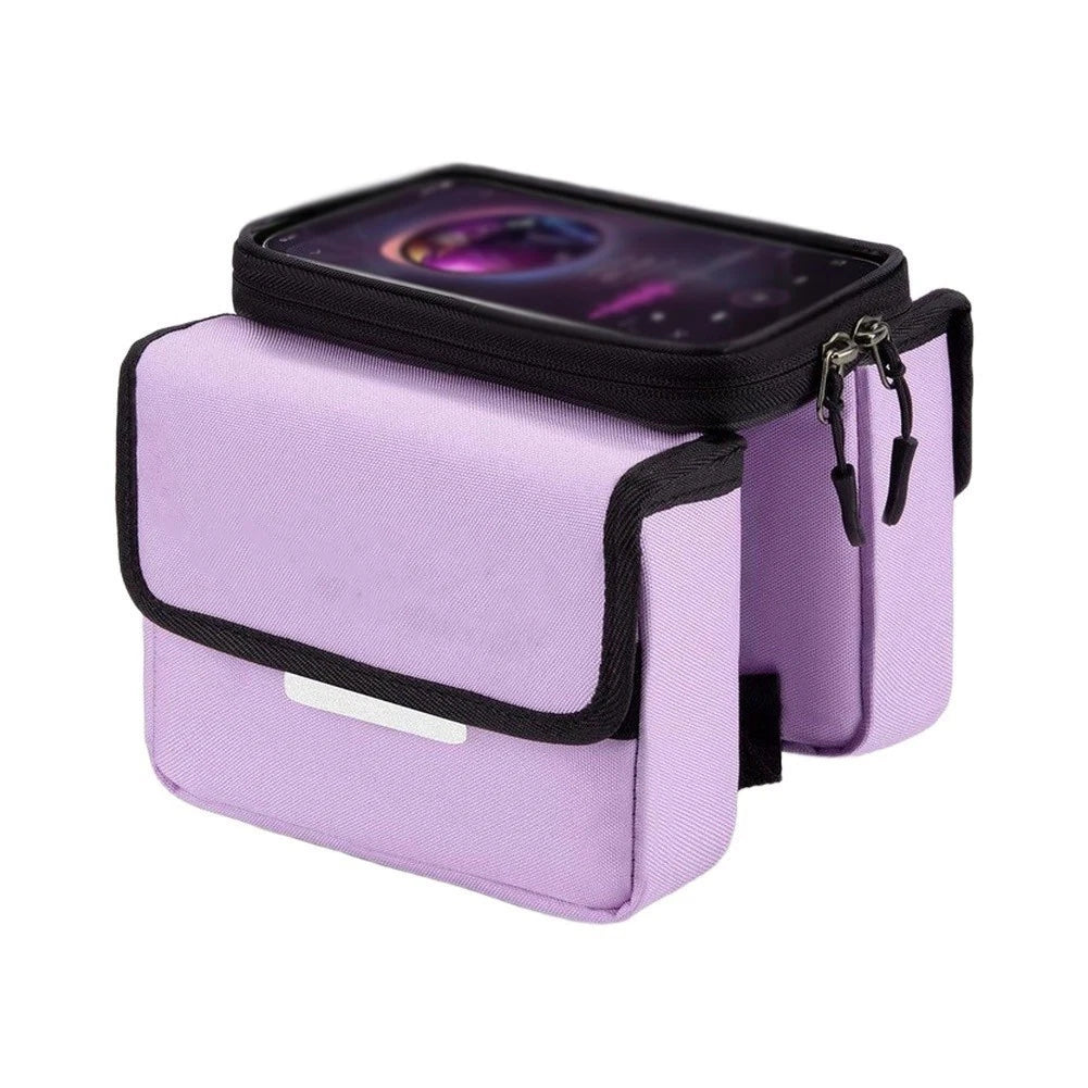 Waterproof Bicycle Phone Pouch for Upper Tube (Easy Detach, 3-Strap Design)