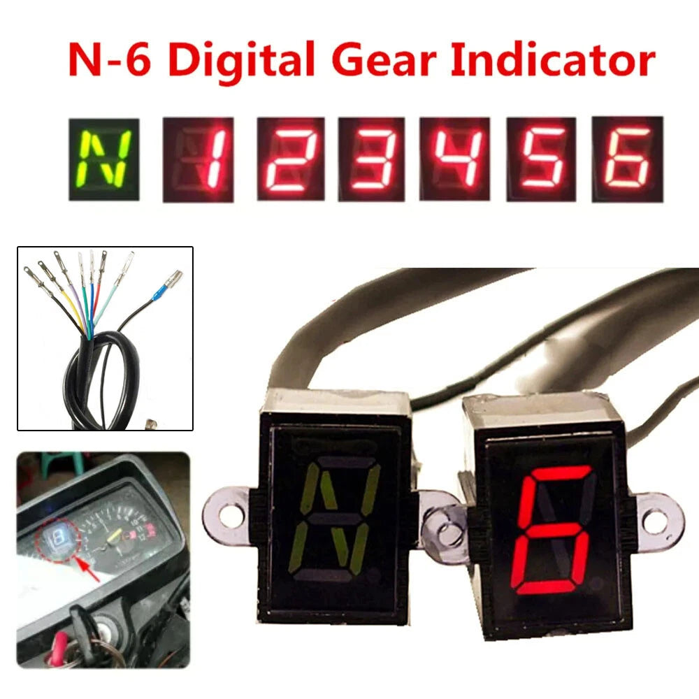 6 Speed N-6 Digital Gear Indicator for Motorcycle