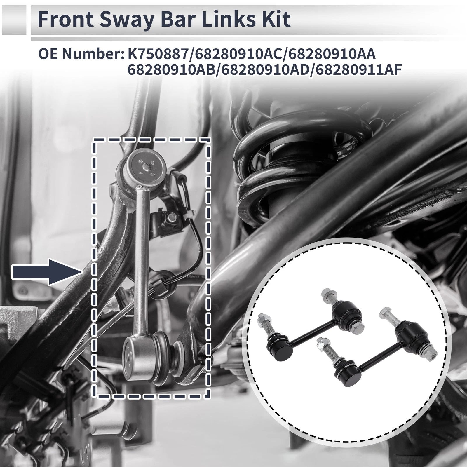 Front Stabilizer Bar Links for Dodge Durango 2016–2022 2 Piece Replacement