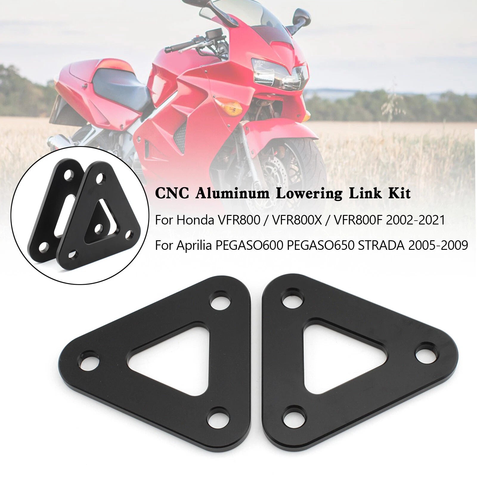 CNC Aluminum Lowering Link Kit for Honda VFR800 (2002–2021), Pegaso 600 650 (2005–2009)