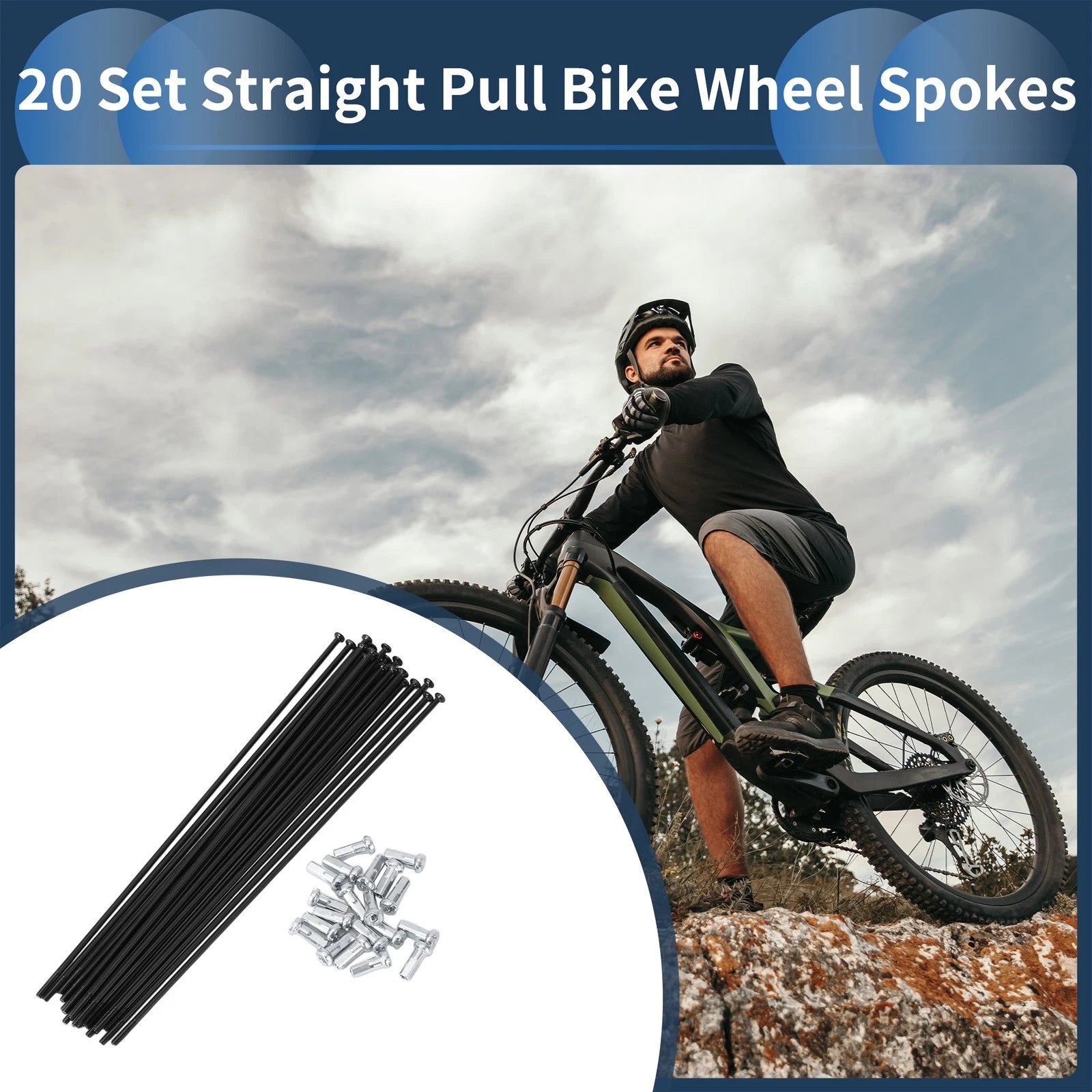 Bicycle Spokes Replacement Set 152mm Straight Pull for 20in Wheels
