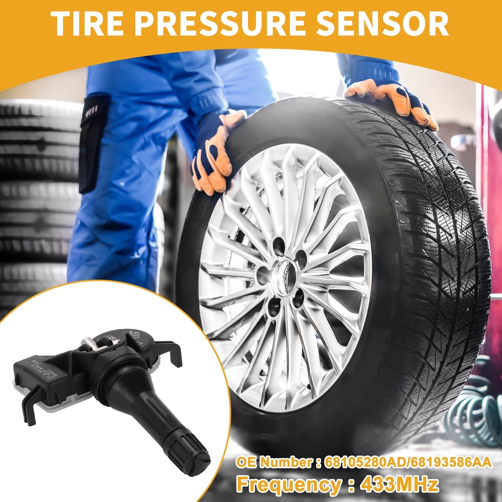 Tire Pressure Sensor OEM Replacement for Dodge Dart (2013–2016) 433MHz