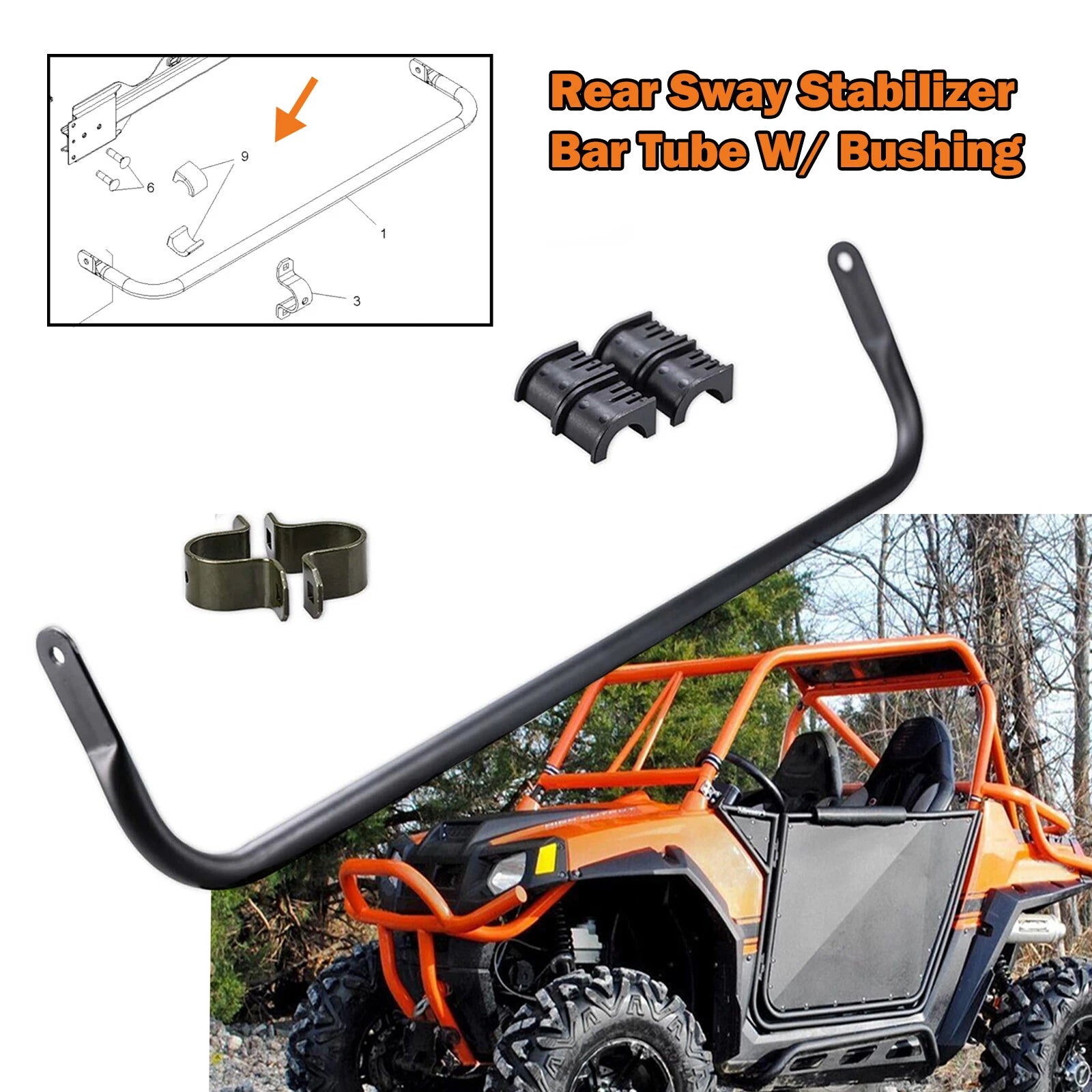 Rear Stabilizer Bar with Bushing Bracket for Polaris RZR S 800 RZR 4 800 (2009–2014)