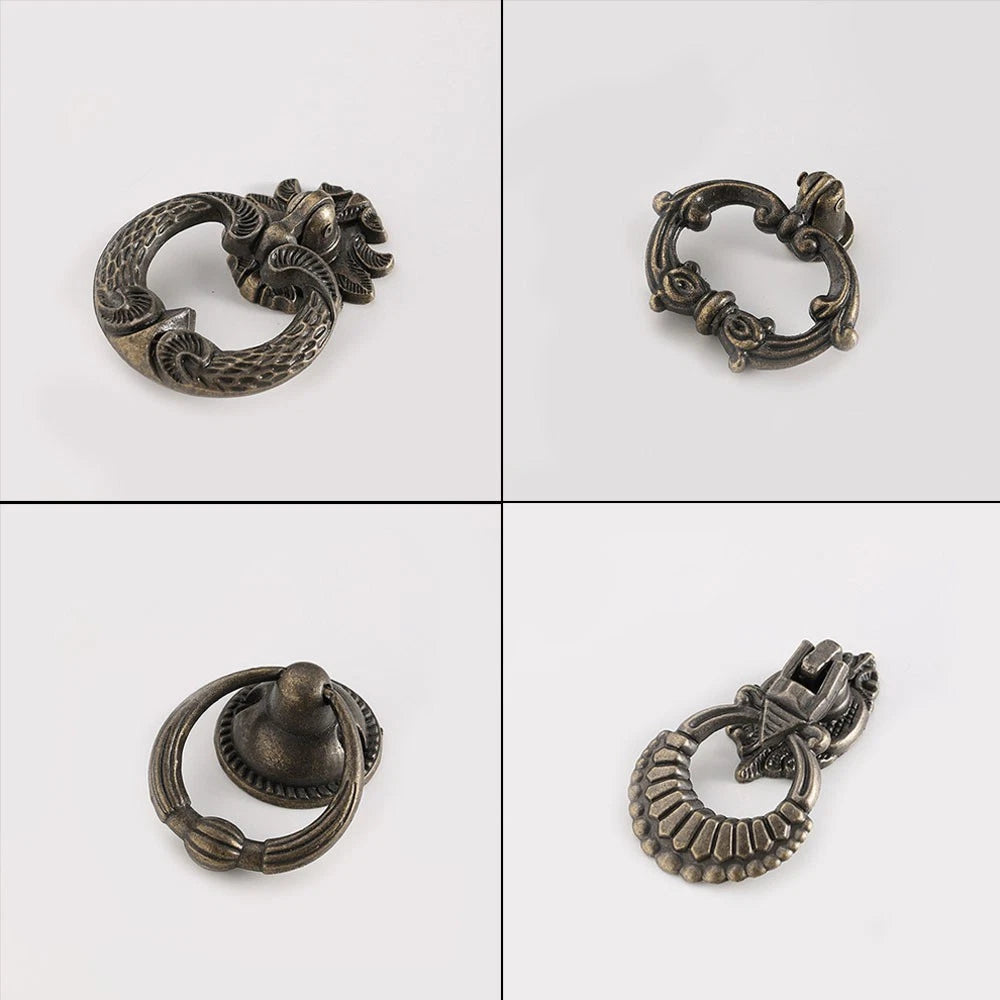 2X Vintage Door Pull Handle Cabinet Drawer Ring Knob