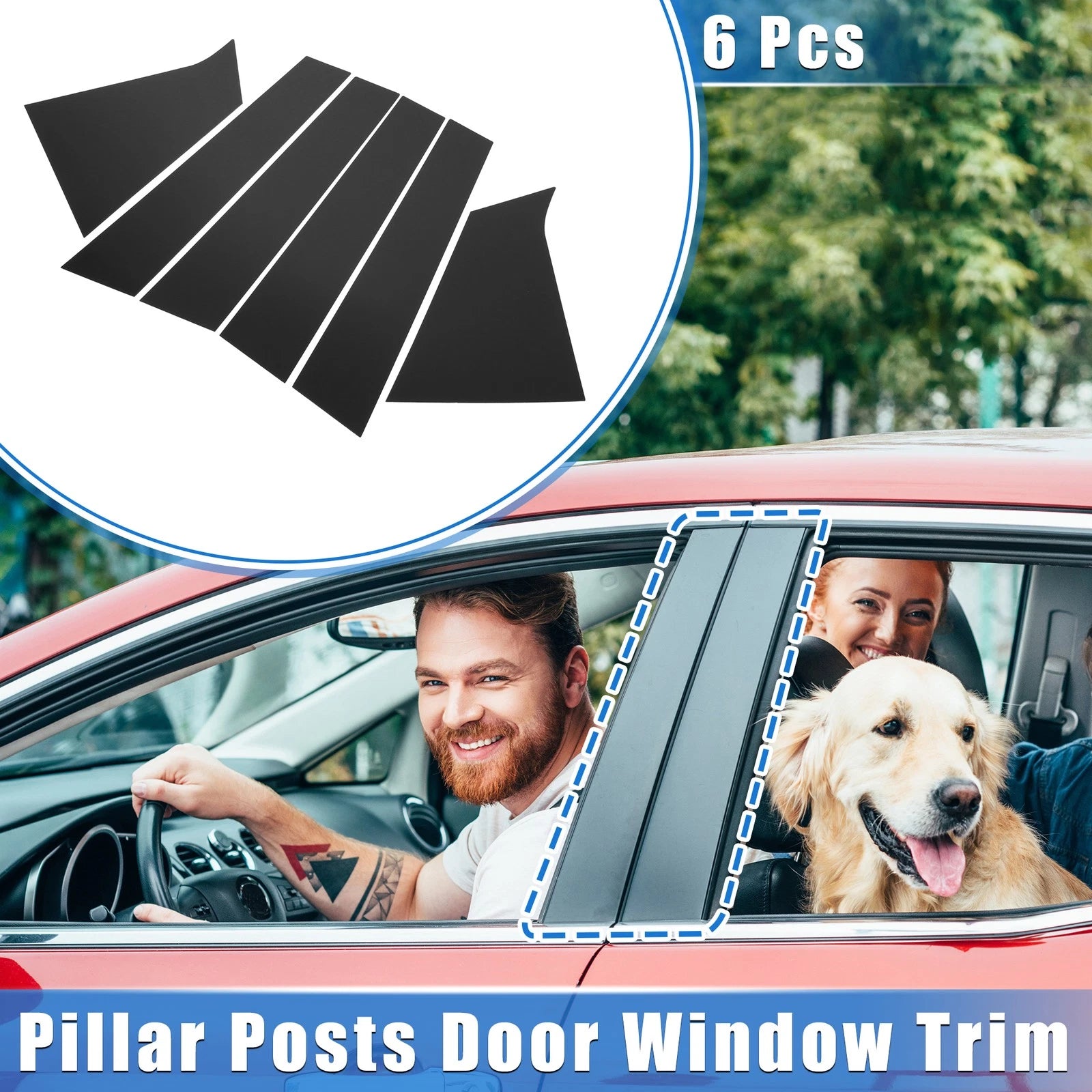 6pcs Door Window Trim Pillar Posts Covers for Chevrolet Malibu (2016–2021)
