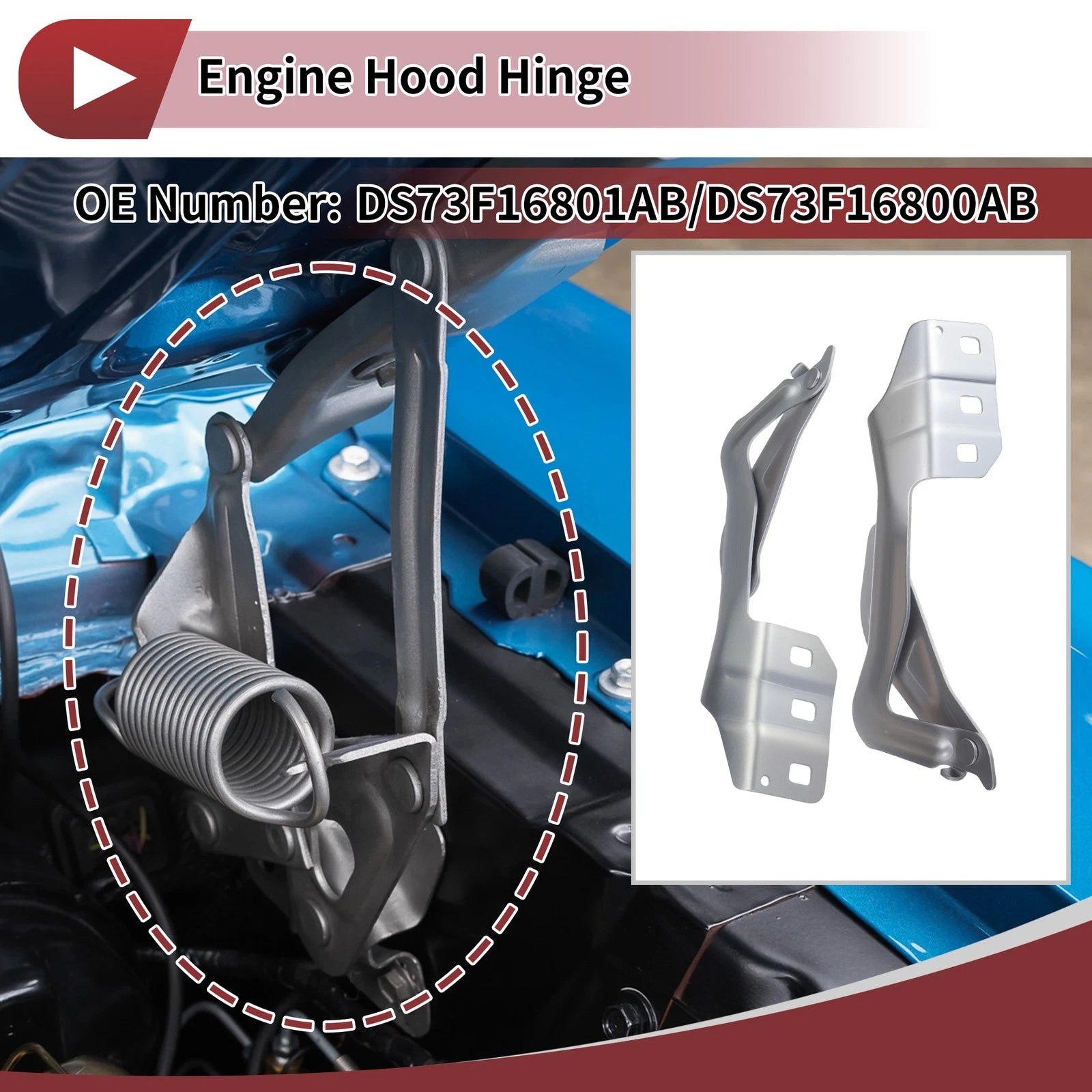 Hood Hinge Set for Ford Fusion (2013–2020) Left & Right Side