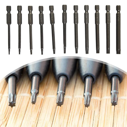 11pcs Set Torx Screwdriver Bits Magnetic Head Extra Long 75MM