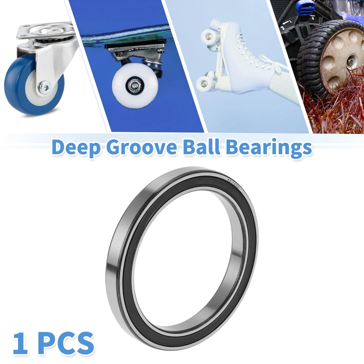 Deep Groove Ball Bearing 6817DDU for Scooter Skateboard (85x110x13mm)