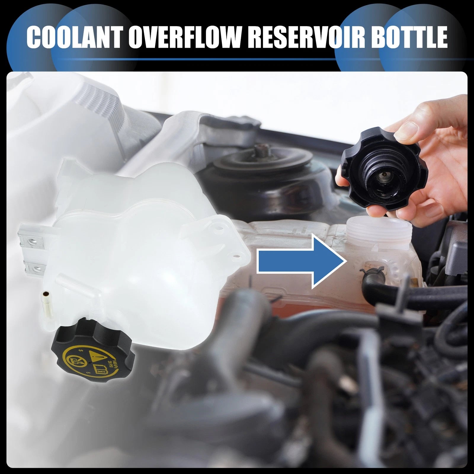 Coolant Expansion Overflow Tank with Cap Replacement for Chevrolet Beat (2012–2019)