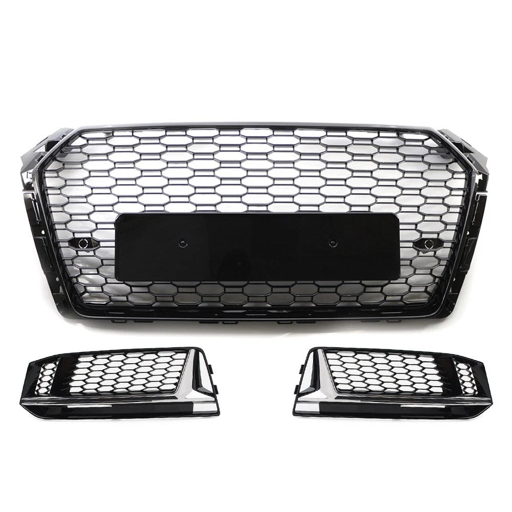 Front Bumper Grill Fog Light Covers for Audi A4 B9 S4 (2017–2018)