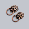 2Pcs Lion Head Cabinet Pull Knobs for Furniture Drawer (Retro Style)