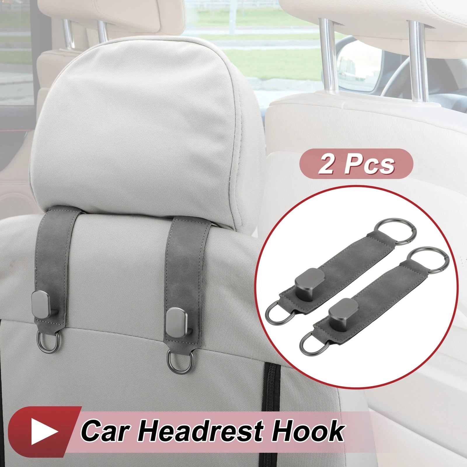 2 Pcs Universal Car Seat Headrest Hook for Hanging Purses (8.11"x1.85")