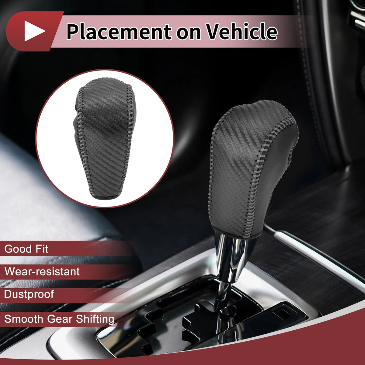 Gear Shift Knob Cover Replacement for Ford Edge (2011–2014) Gray Faux Leather