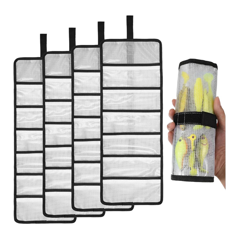 Transparent Mesh Lure Tackle Bag with Hook Storage Compartments for Angling