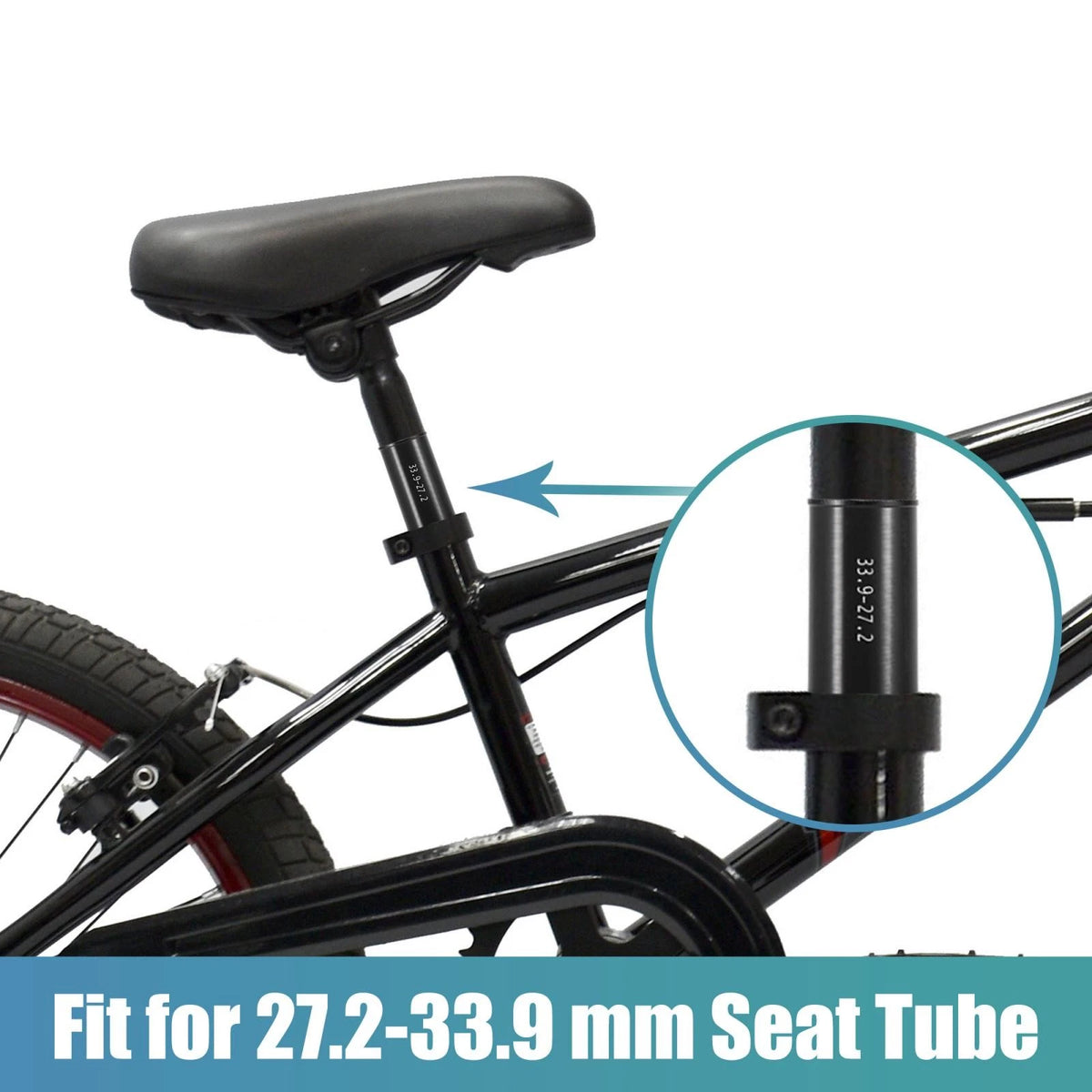 Seat Post Tube Reducer Sleeve Adapter for MTB Bike Seatpost (27.2–33.9mm)