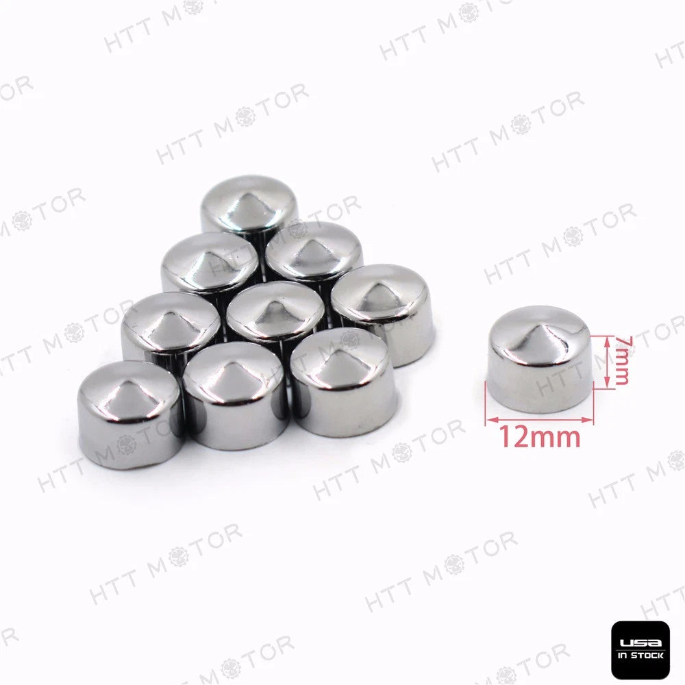 10 Piece Chrome Allen Socket Bolt Cap Dress Kit for Harley