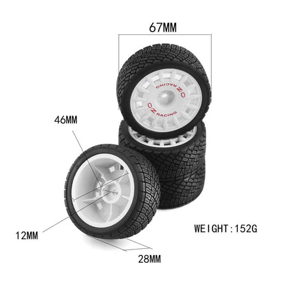 Set of 4 Tires for 1/10 RC Car (67mm Outer Diameter, 12mm Hex)