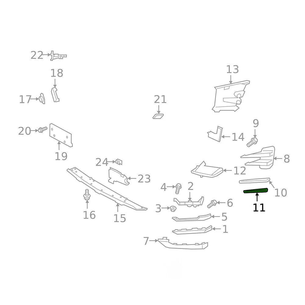 Left Lower Front Fog Light Strip Trim for Land Rover Range Rover Evoque (2020–2022)