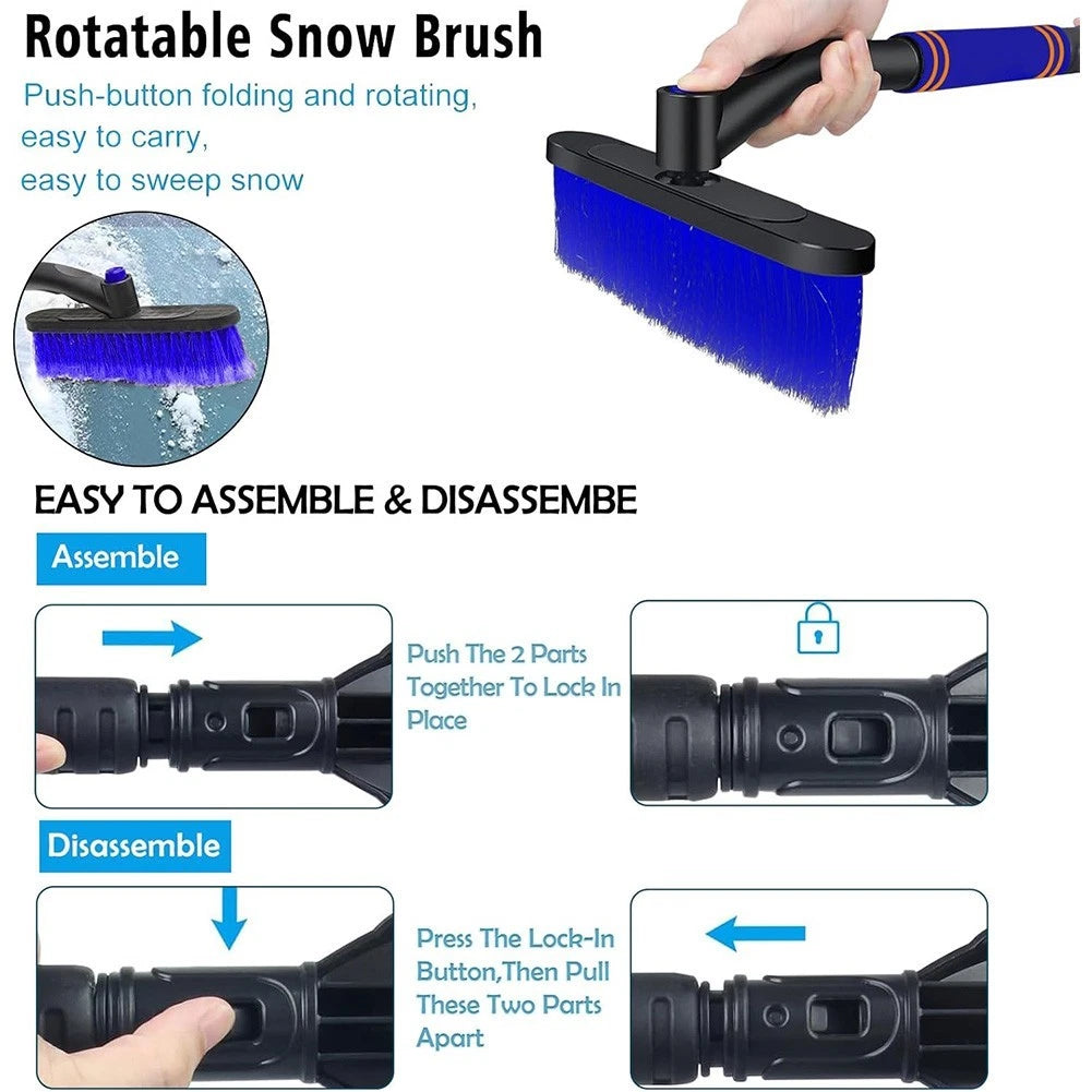 3-in-1 Telescopic Ice Scraper for Car Snow Removal