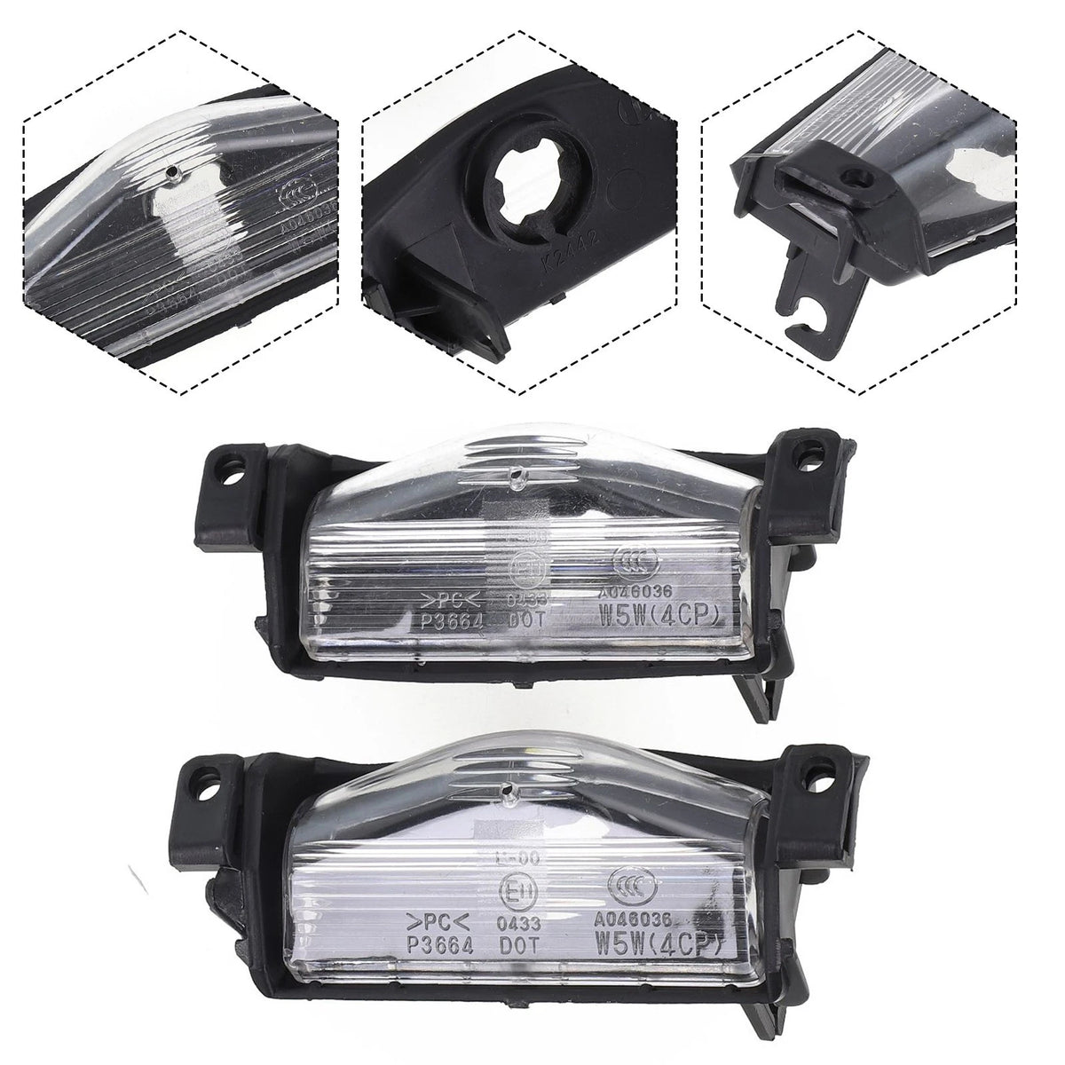 2Pcs License Plate Light Rear Bumper Lamp Housing Cover for Mazda 3 (2004–2009)