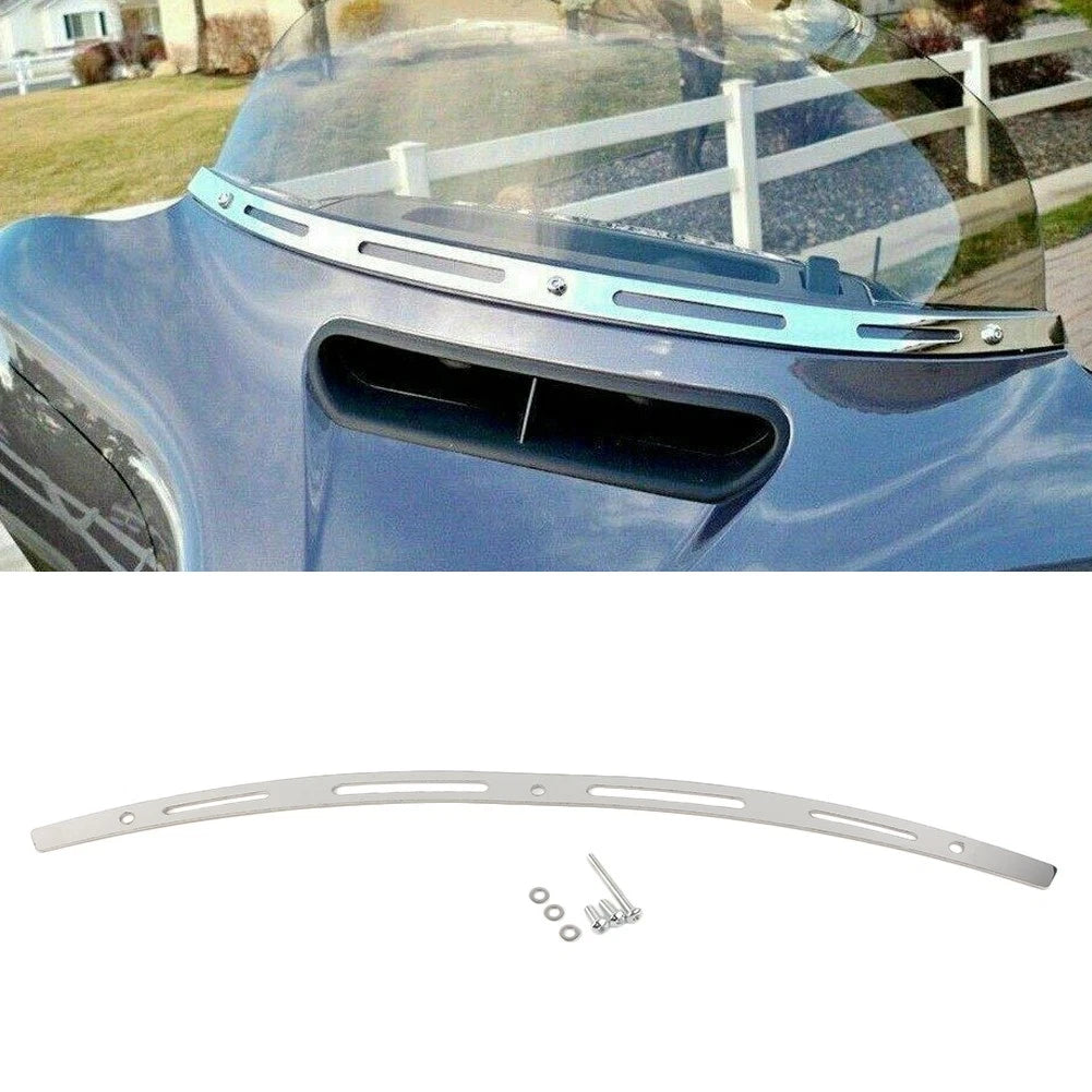 Chrome Slotted Batwing Windshield Molding Trim for Harley Touring FLHT (2014–2019)