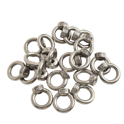 Set of 20 M6 Stainless Steel Eye Nuts for Installation Ease