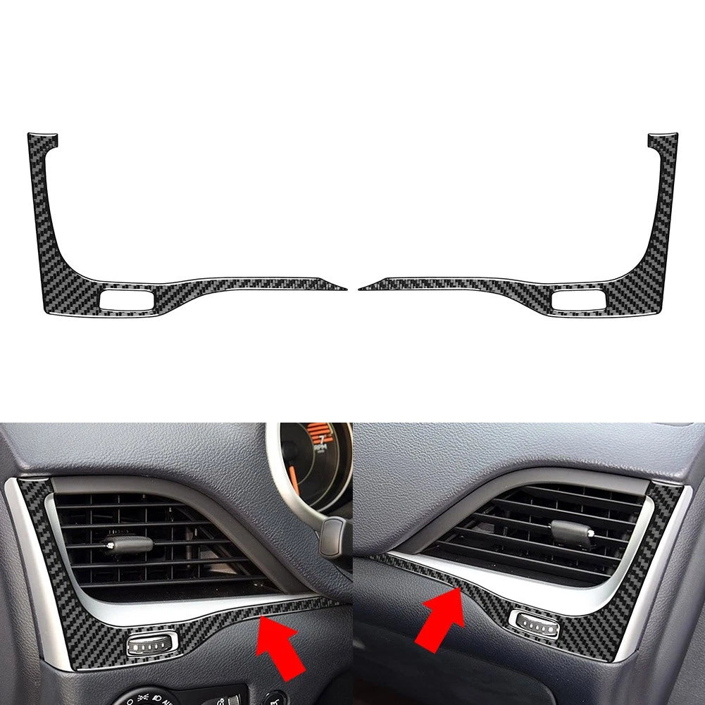 2pcs Carbon Black Dashboard Side Air Vent Outlet Cover For Jeep Cherokee 14-23