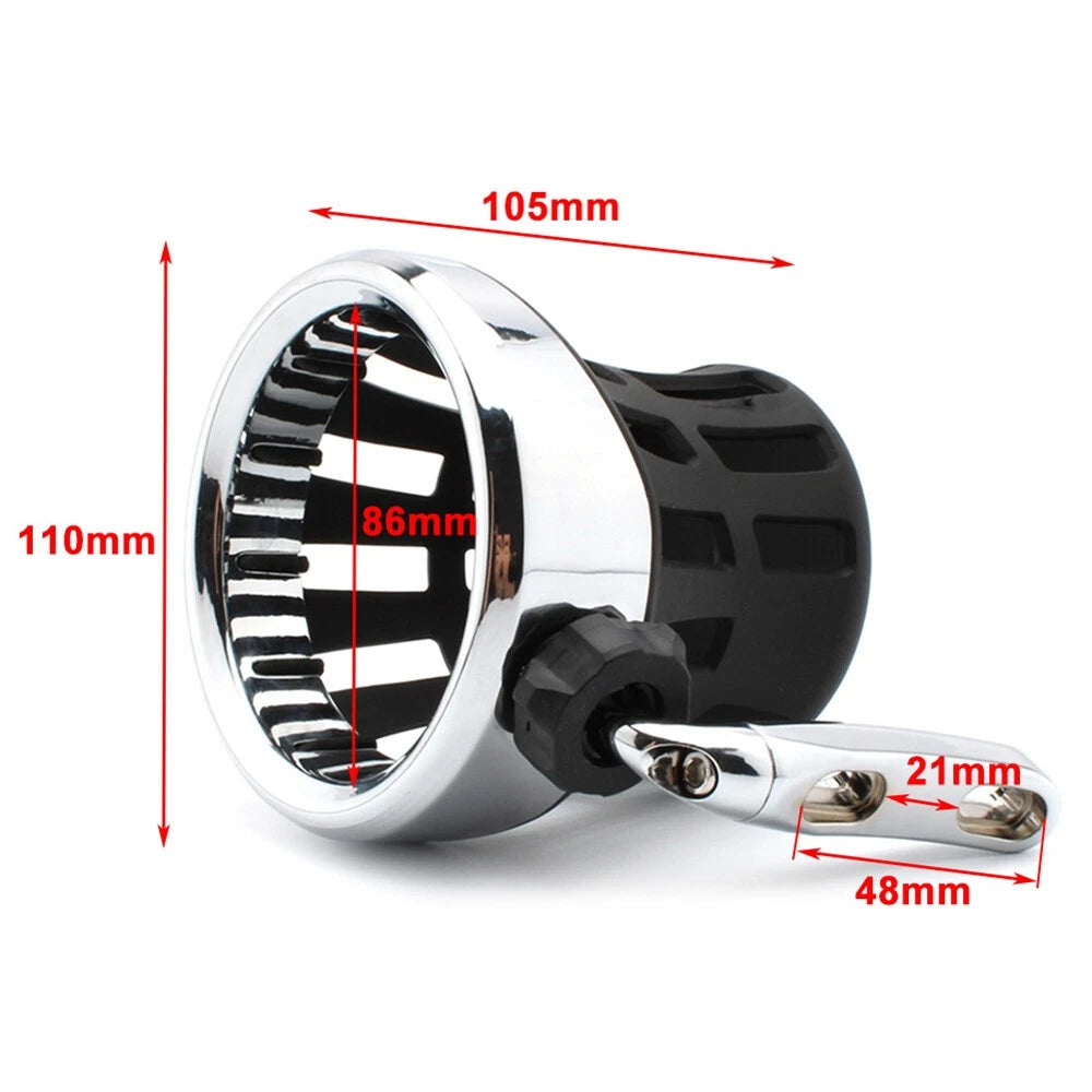 Universal Motorcycle Handlebar Drink Cup Holder with Mesh Basket - Silver/Black