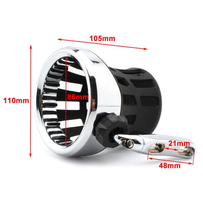 Universal Motorcycle Handlebar Drink Cup Holder with Mesh Basket - Silver/Black