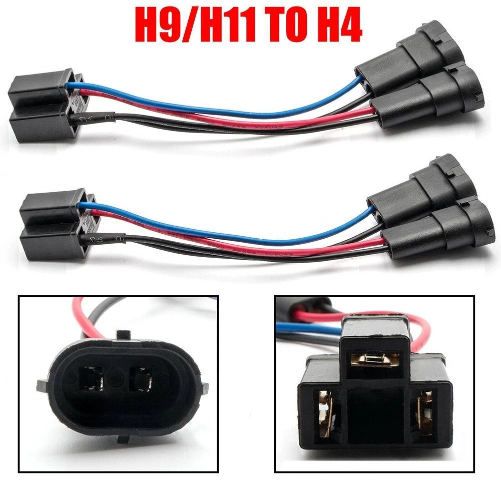 Dual Harness H9/H11 to H4 Splitter for Automotive Applications