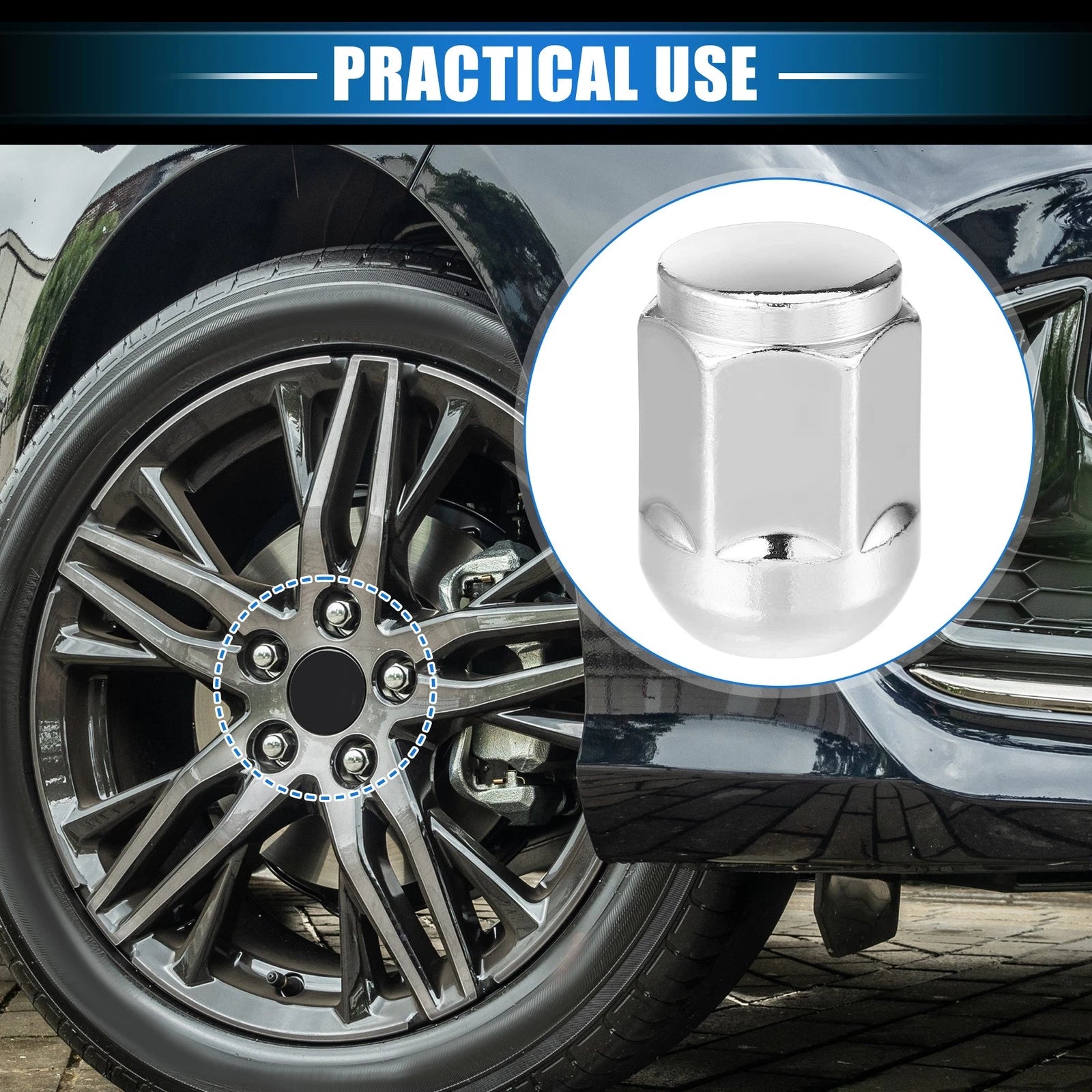 Wheel Lug Nuts Set 5 Pcs M14x1.5 Replacement for Honda Civic (2017–2021)