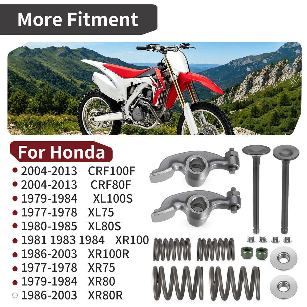 Engine Head Intake Exhaust Valve & Rocker Arm Kit for Honda CRF80F 2004–2013
