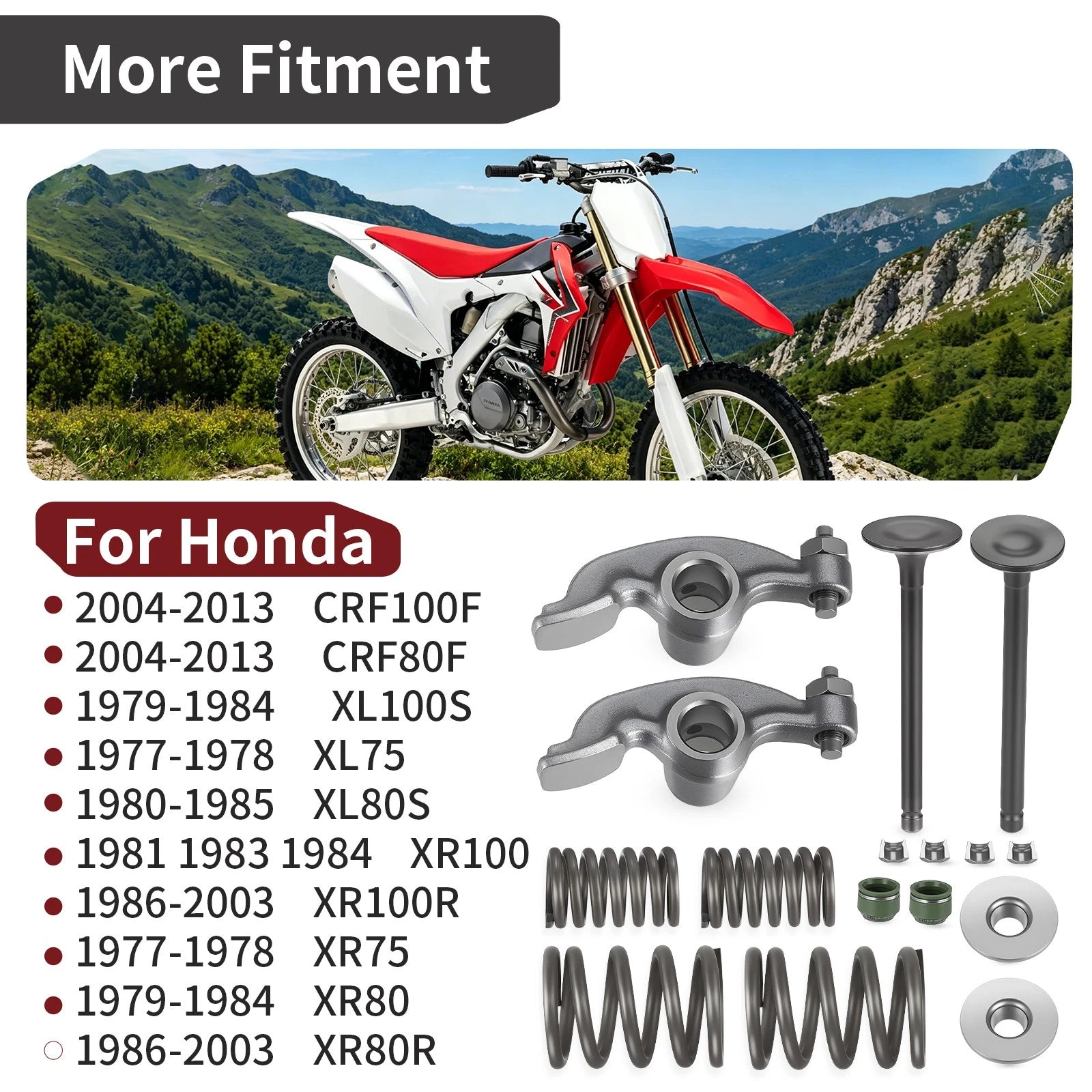 Engine Head Intake Exhaust Valve & Rocker Arm Kit for Honda CRF80F 2004–2013