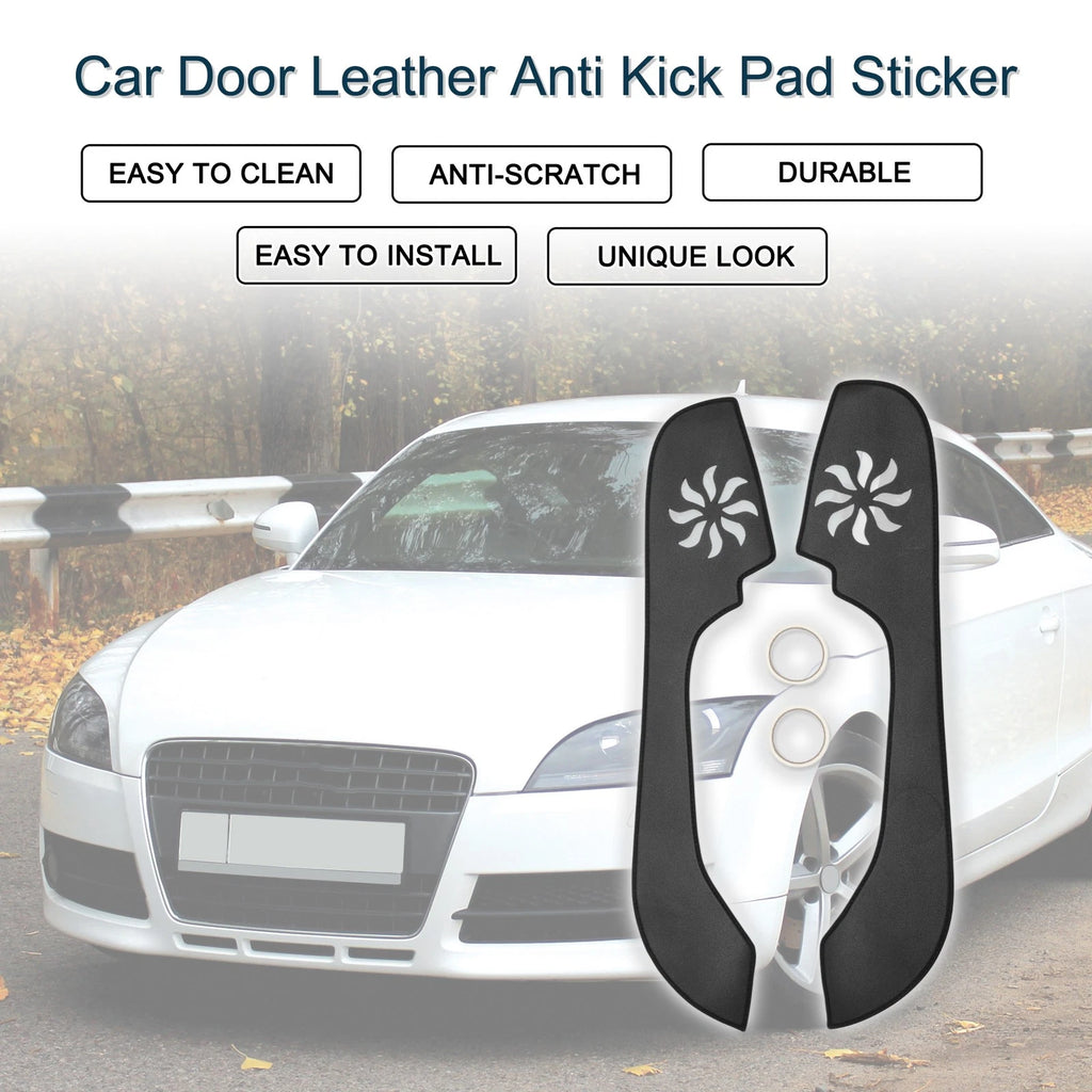 Car Door Leather Anti Kick Pad Sticker for Audi TT (2008–2014) Black Set