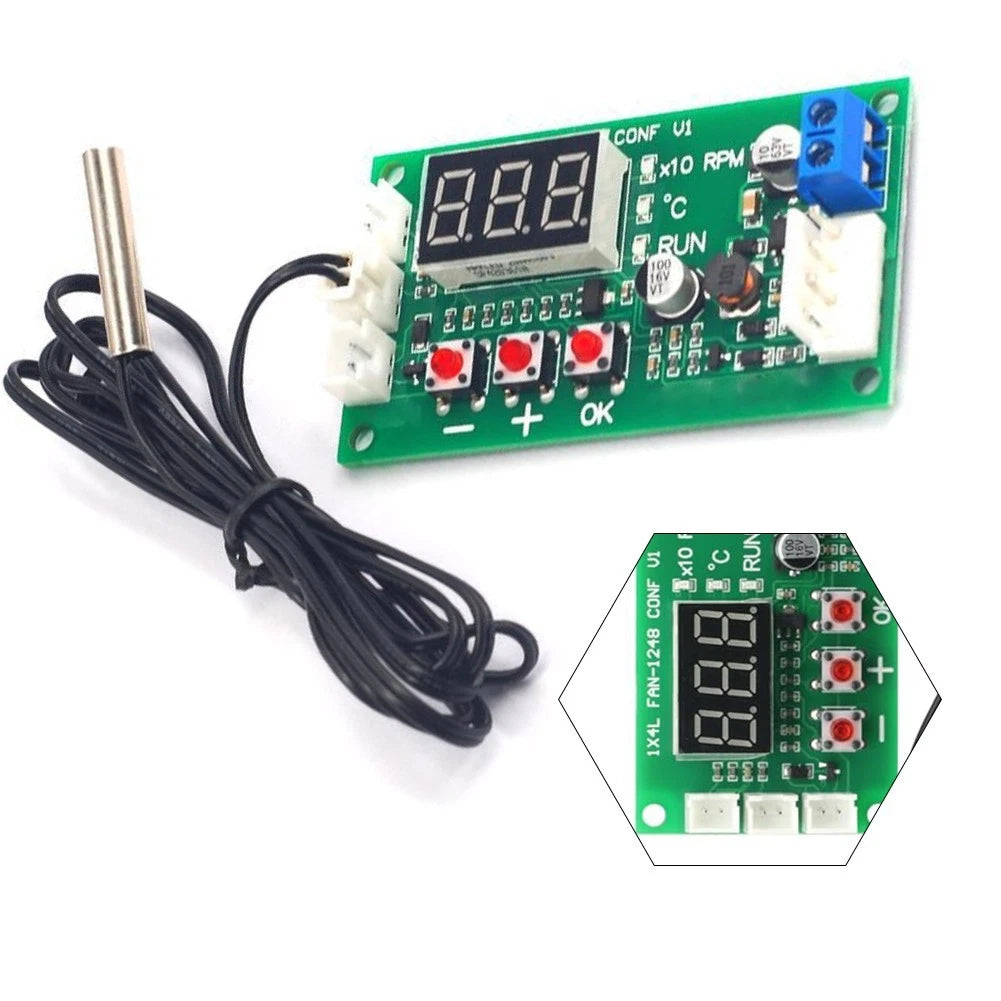 PWM Motor Fan Controller with Probe for DC1248V Fans