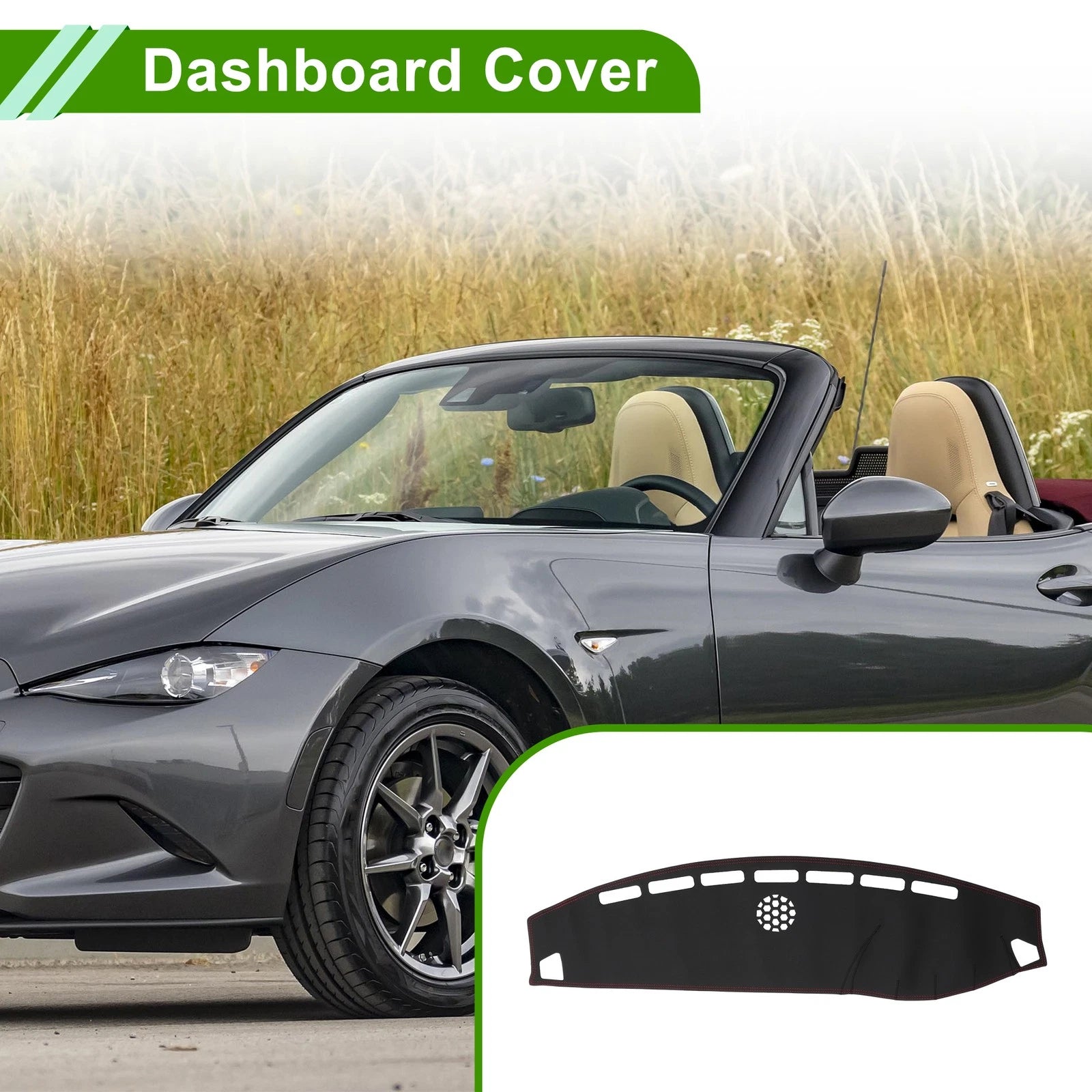 Dashboard Cover Replacement for Mazda MX-5 NC (2005–2015) Faux Leather Black