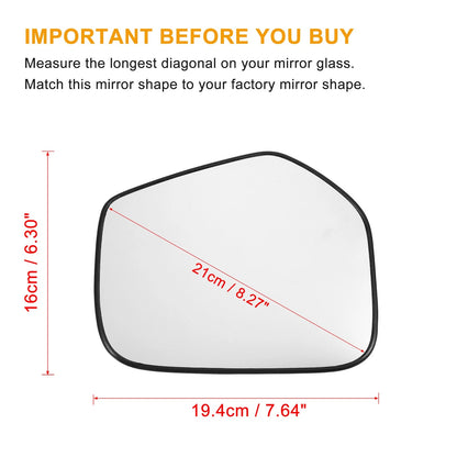 Rearview Mirror Glass Right Heated w Backing Plate for Mitsubishi (2007–2017)