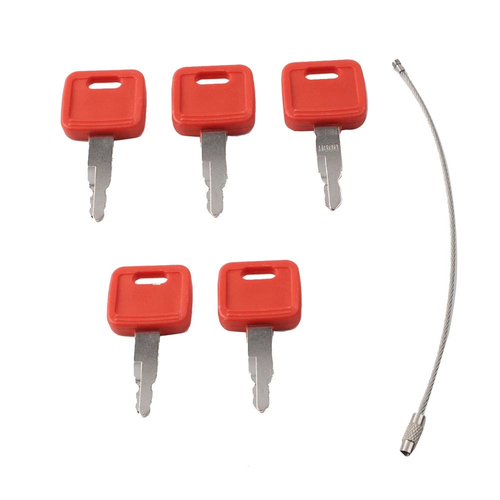 5X Ignition Keys w/Key Ring for John Deere Excavator (#AT194969, #AT147803, #H800)