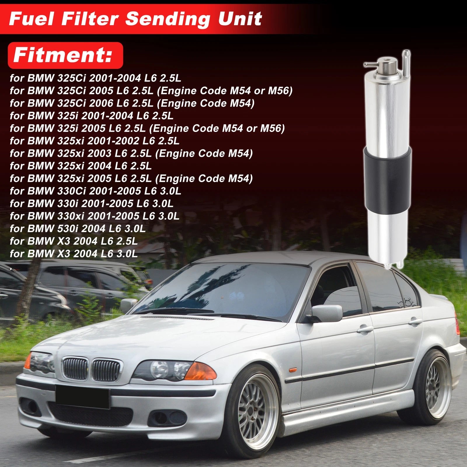 Fuel Filter Assembly for BMW 325Ci 2001–2004 L6 2.5L Metal 1 Pc