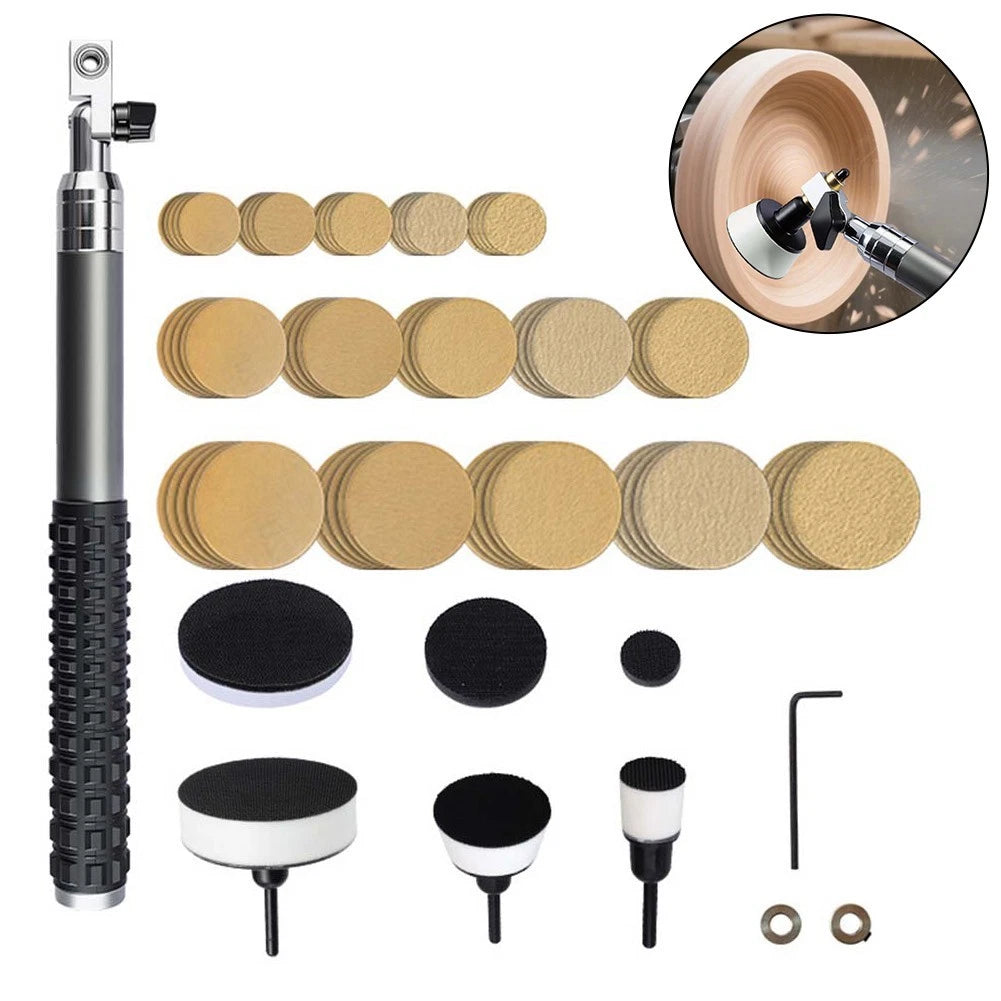Adjustable Wood Bowl Sander Kit with 75 Sanding Discs for Woodworking