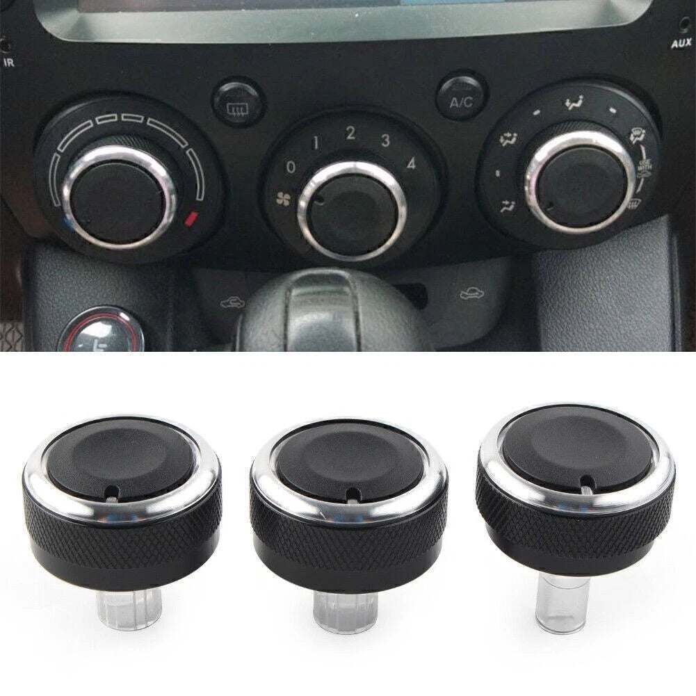 3X A/C Switch Knob Heater Climate Control Button Frame Cover for Mazda 2