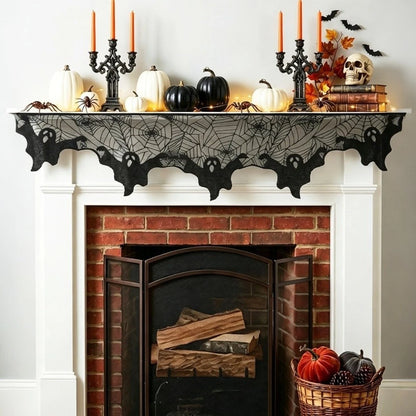 Creepy Backdrop Scarf for Halloween Fireplace Decor (Festive Holiday)