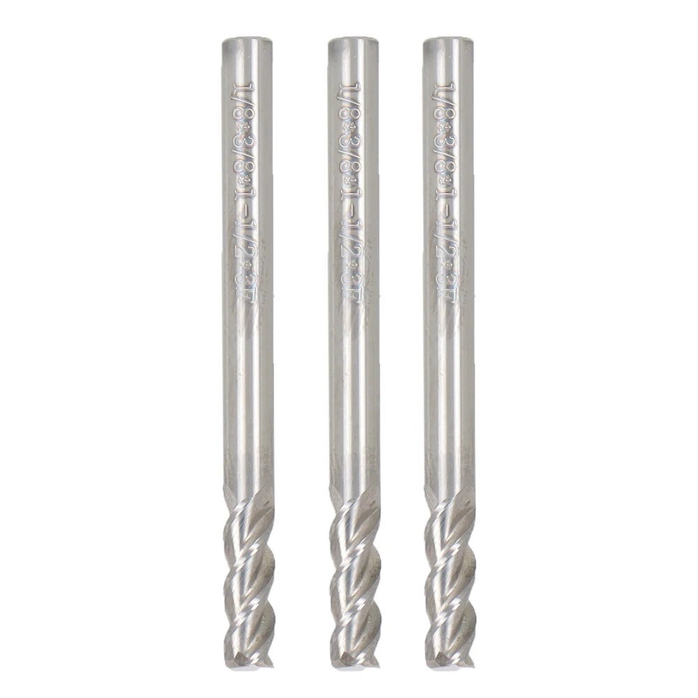 3 Pcs 1/8" 3 Flute Carbide End Mill for