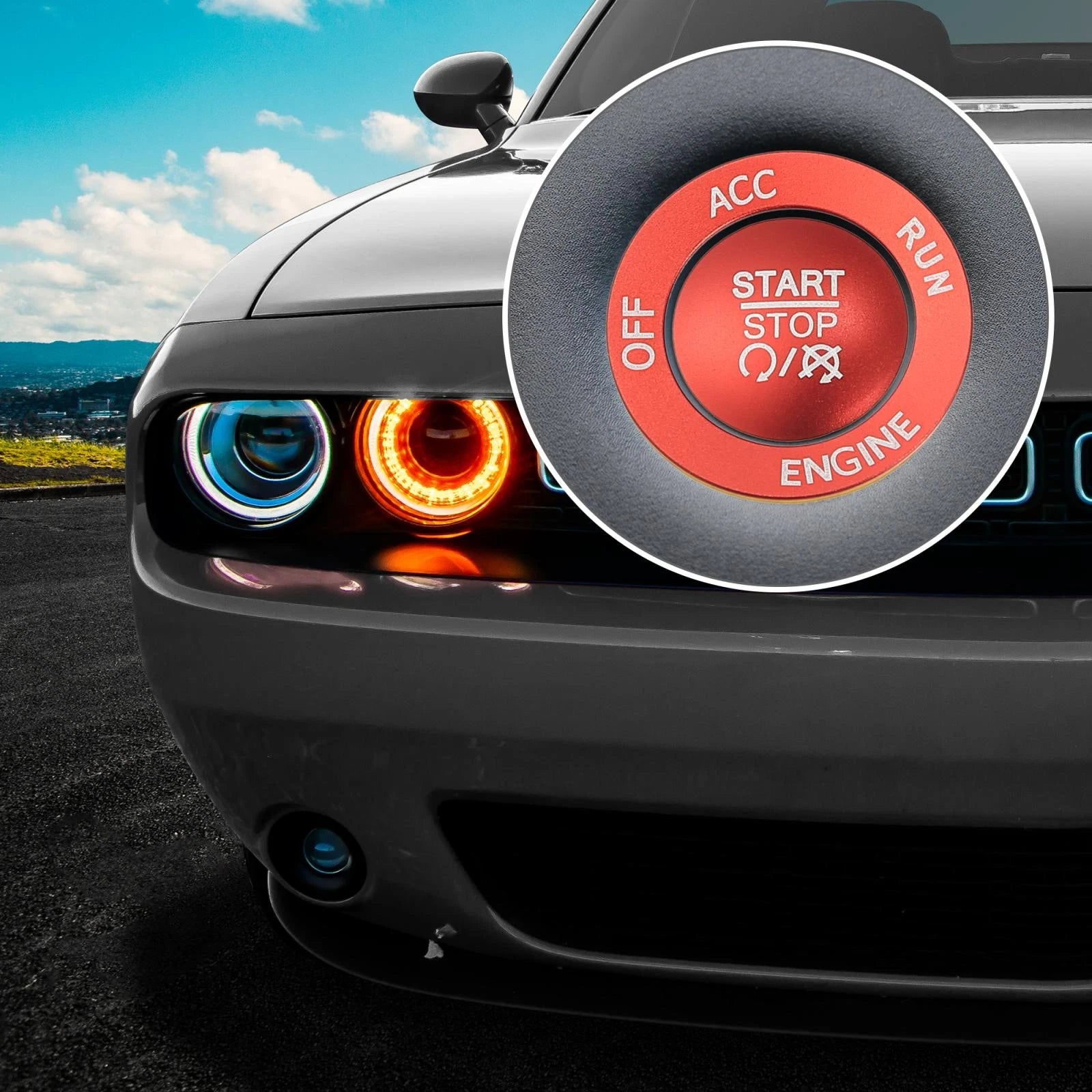 Engine Push Start Button Sticker Kit for Dodge Charger Challenger Durango (2011–2022)